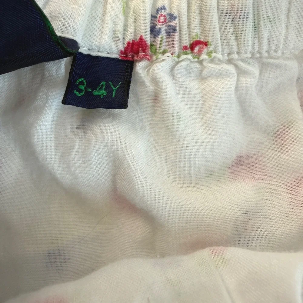 Mini Boden Skirt 3-4Y White Floral Polka Dot Tiered Elastic Waist Peasant Skirt